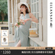 歌力思（ELLASSAY）25夏季新款棉抽褶不規(guī)則條紋修身顯瘦無袖連衣裙女EWB362Y05500 綠條紋 S