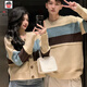 AEMAPE情侶裝秋冬季慵懶風(fēng)ins超火毛衣法式寬松條紋設計感潮流針織衫男 女開(kāi)衫+男毛衣 [兩件裝] L 女+男XL