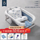 蒂愛(ài)嬰兒洗澡盆 新生兒折疊浴盆套裝 浴墊浴網(wǎng)溫度計禮包升級款鳶尾藍