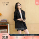 三彩2025秋季新款休閑西裝外套寬松中長(cháng)款西服墊肩氣質(zhì)通勤S 經(jīng)典黑 L 165/88A