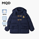 馬騎頓MQD男童25冬新款學(xué)院風(fēng)牛角扣保暖連帽羽絨服 藏青 150 充絨量123g
