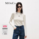 MO&Co.半高領(lǐng)打底衫MC刺繡顯瘦緊身打底毛針織衫上衣女摩安珂 米白色-第2批 S 160