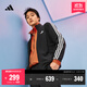 adidas休閑舒適毛圈布立領(lǐng)長(zhǎng)袖套裝男女秋季阿迪達(dá)斯官方輕運(yùn)動(dòng)   黑色（選大一碼)   2XL