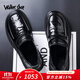 Walker Shop 軟羊皮大頭商務(wù)通勤皮鞋腳寬休閑男鞋新款厚底增高一腳蹬樂(lè )福鞋 黑色【套腳款】 40