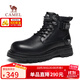 駱駝（CAMEL）牛皮舒適增高戶外復(fù)古高幫馬丁工裝靴男 G15W076040 夜黑色 42