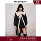 MAXRIENY名媛千金小香風(fēng)羽絨服長(cháng)款秋冬新款蝴蝶結廓形外套女 黑色 S 01
