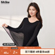 MsShe【高彈網(wǎng)紗長(cháng)袖T恤】大碼女裝2025秋冬裝胖mm內搭打底衫上衣女 黑色現貨 4XL