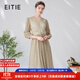 愛(ài)特愛(ài)（EITIE）法式優(yōu)雅氣質(zhì)收腰顯瘦百褶網(wǎng)紗亮絲連衣裙春秋新款A2407337 香檳白13 M 160