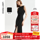 朗姿醋酸赫本風(fēng)高級感設計感小黑裙女夏新款連衣裙吊帶背心裙 黑色2 S