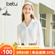 百圖betu女裝春季新款襯衫飄帶設計感溫柔雪紡長(cháng)袖襯衫女2302T34 米白 M