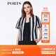PORTS寶姿 春夏新品女裝圓領(lǐng)短袖袖條紋針織外套LA8J066FFT004 黑色條紋 S (4)