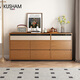 kusham英國品牌地中海全實(shí)木斗柜臥室床尾客廳儲物收納柜靠墻大容量斗櫥 原木調六斗柜 長(cháng)160寬40高70CM