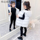NAOISKEY?腦斯基女童棉馬甲2025新款兒童中長(cháng)款洋氣加厚秋冬韓版外穿坎肩上衣 21面抽連帽馬甲-米白色 130 (建議身高120左右)