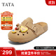 他她（TATA）黃油小熊聯(lián)名勃肯鞋2025秋季休閑女鞋外穿半拖鞋 淺棕 38