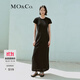 MO&Co.連衣裙夏假兩件圓領(lǐng)側開(kāi)叉寬松微收腰棉質(zhì)長(cháng)裙黑色灰色摩安珂 黑色 S