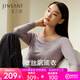 金三塔真絲打底衫女100%桑蠶絲圓領(lǐng)秋冬打底秋衣秋褲肌底衣 上衣-優(yōu)雅灰 XL