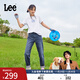 Lee【張凌赫代言】411舒適高腰小直腳中深藍色水洗女牛仔褲A5662 中深藍(25褲長(cháng)) 25 (100-105斤可選)
