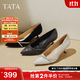 他她（TATA）尖頭高跟鞋女細跟婚鞋新娘鞋伴娘鞋2025春季單鞋7QT08AQ5 黑色（寬版） 39