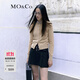 MO&Co.【綿羊毛×山羊絨】學(xué)院風(fēng)美拉德針織開(kāi)衫收腰短款上衣 駝杏色 S 160