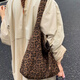 茯見(jiàn)包包女包單肩包大容量2025新款復古通勤托特包休閑學(xué)生上課手提包 豹紋色