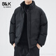 班尼路 S&K系列秋冬新款棉衣男生加厚保暖寬松立領(lǐng)棉襖外套休閑夾克棉服 黑色棉服【正品銷(xiāo)售】 L