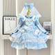 女童愛(ài)莎公主連衣裙冬季金絲絨加厚保暖洛麗塔兒童可愛(ài)毛球蓬蓬裙 毛球愛(ài)莎藍色加絨 偏小一碼 130
