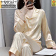 莫代爾高級感春季簡(jiǎn)約冰絲襯衫睡衣女開(kāi)衫長(cháng)袖長(cháng)褲家居服套裝韓版夏季 香檳色愛(ài)心印花  M
