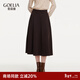 歌莉婭針織半身裙2025新款秋冬流行穿搭彈力八片裙高腰傘裙1EDL2D110 90Y深棕 M