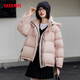 鴨鴨女式連帽短款面包服羽絨服新國標大絨朵手感輕柔遮肉不臃腫外套