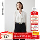 朗姿法式設計感通勤時(shí)尚飄帶領(lǐng)長(cháng)袖襯衫氣質(zhì)內搭高級感襯衣上衣冬 白色 S