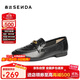 森達樂(lè )福鞋女2025新款小皮鞋真皮軟底通勤平底單鞋ZTF14AA5 黑色 37 