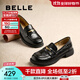 百麗（Belle）海鷗米色樂(lè )福鞋女皺皮2025商場(chǎng)同款通勤百搭鞋D7D1DAA5 黑色 38 (240mm)