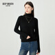 深呼吸DEEP BREATH女裝高領(lǐng)長(cháng)袖針織100%純羊絨衫毛衣女A301601 黑 XL (5)