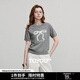 初語(yǔ)涼感冰爽絲圓領(lǐng)短袖針織衫女2025夏季新款蝴蝶結提花設計上衣 蒼灰色 L