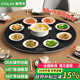 富得萊 飯菜保溫板 加熱菜板 暖菜板2025新款 圓形家用智能多功能帶火鍋電磁爐 自動(dòng)恒溫餐桌旋轉盤(pán)神器 觸控黑80cm手動(dòng)旋轉無(wú)火鍋
