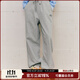 Mmlg 87mm 休閑褲女秋季新款寬松直筒長(cháng)褲子韓系運動(dòng)情侶束腳衛褲 花灰色 S