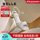 百麗（Belle）氣質(zhì)一字帶涼鞋女商場(chǎng)同款真皮粗跟涼鞋D6L1DBL5 米白 36 (230mm)