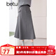 百圖betu女裝春季新款半身裙高腰工裝裙顯瘦半身裙女2401T53 灰色 L