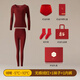 意芬（Arachne）本命年大紅色保暖內衣女馬年衣服禮物秋衣秋褲套裝內褲女士騏驥紅 絨紅套裝+1對襪子+1條內褲 【山茶油絨暖-雙面磨毛】 XL