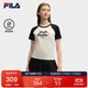 FILA 斐樂(lè )【楊冪同款】女子針織短袖衫2025夏季撞色休閑修身插肩袖T恤