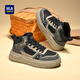 海瀾之家（HLA）男鞋時(shí)尚復古厚底增高高幫休閑板鞋子男款HAABXM4EAF694 黑灰42