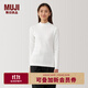無(wú)印良品（MUJI）女式 起毛羅紋編織 半高領(lǐng)長(cháng)袖T恤 打底衫內搭冬 BBD93C4A 白色 S