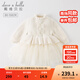 戴維貝拉（DAVE＆BELLA）童裝小香風(fēng)連衣裙女童寶寶衣服兒童公主裙網(wǎng)紗裙秋冬新款小童服裝 米白 100 cm（建議身高90-100cm）