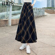 絲柏舍2025秋冬新款女士時(shí)尚簡(jiǎn)約寬松長(cháng)款A字高腰格子半身裙