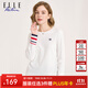 ELLE ACTIVE 純棉柔軟舒適長(cháng)袖T恤女裝初秋時(shí)尚氣質(zhì)袖口撞色百搭圓領(lǐng)打底衫女 白色【建議拍大一碼】 M