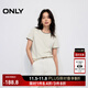 ONLY2025夏季新款隨性簡(jiǎn)約圓領(lǐng)拼接刺繡顯瘦正肩T恤女|125201004 A01香草奶油白 M