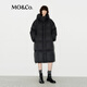 MO&Co.羽絨服90鴨絨高領(lǐng)連帽輕暖高密防鉆絨雙門(mén)襟中長(cháng)款摩安珂 黑色 S /160