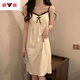 雅鹿吊帶睡裙女夏季梭織棉帶綿墊女士學(xué)生花邊杏色家居服睡衣裙子夏天 吊帶裙 2227 杏色 帶胸墊可拆 M 建議80-100斤