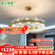 普億照明（PUYI） 后現(xiàn)代客廳水晶吊燈現(xiàn)代簡約餐廳吊燈臥室燈奢華別墅大氣水晶燈 圓形直徑80cm-燈帶款式 三色光源