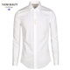 THOM BEAUTY襯衫男長(cháng)袖春秋季高級感商務(wù)修身撞色休閑免燙易打理襯衣刺繡上衣 白色（暗扣）門(mén)筒字母e XL /180/41(建議75-83kg)